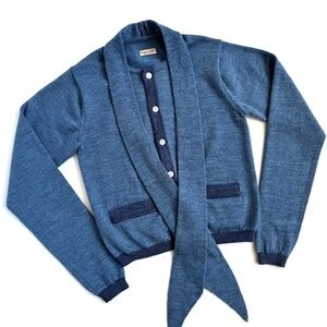 NWT SP26 KAPITAL 12G Knit Bowtie Cardigan Women - Light Blue - XS
